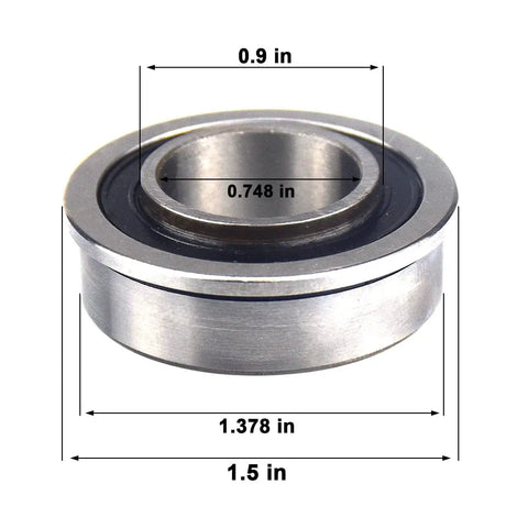 Close-up of a sealed wheel bearing from the Front Wheel Bushing To Bearing Conversion Kit For Lawn Tractors And Walk Behind Mowers