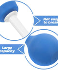 Close-up of blue 220ML Rubber Squeeze Bulb For Liquid Handling, showing not easy to break material and large capacity features.