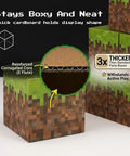 Detailed view of Fire Pixel Art Party Favor Boxes 8 Pack Grass Cubes Containers Sturdy Cardboard Treat Holders showing reinforced fluted core.