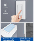 Slick Matte White Smart Dimmer Switch 2 Pack Single Pole Wi-Fi Touch Control Fade To Brightness Touch Slider showing quiet rocker in use.