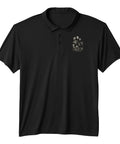 Cool Vise Gauge Square Polo Shirt For Man That Is Perfect Machinist Gear And CNC Tool Lover Gifts Made From Soft Polyester With Moisture Wicking And High Tech Fabric Design To Keep You Dope On The Job Site Any Day in black with a graphic.
