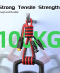20 Foot Solar To XT60 Extension Cable 12AWG hanging on hook showing tensile strength for LiFePO4 battery RV power stations.