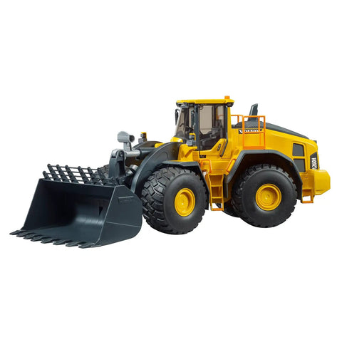 Volvo L260H Wheel Loader Toy For Construction Fans Realistic Mini Diecast Loader With Working Bucket Durable Plastic And Metal Build Kid Friendly Collectible Display This Dope Gift For Kids And Collectors, showing side view with functional bucket.