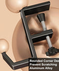 Aluminum Alloy Headphone Stand For Desk Mount, under desk view showing rounded corner design and screw clamp.