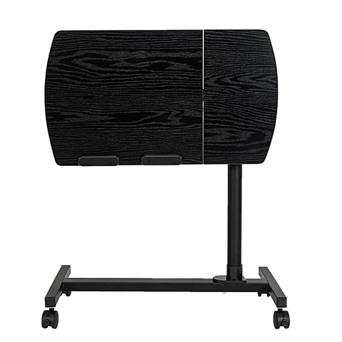 Crush Your Daily Grind With This Rock Solid Adjustable Height Rolling Computer Desk Featuring Lockable Casters And Portable Standing Workstation For Home Office Smooth Mobile Laptop Station Black, side view.
