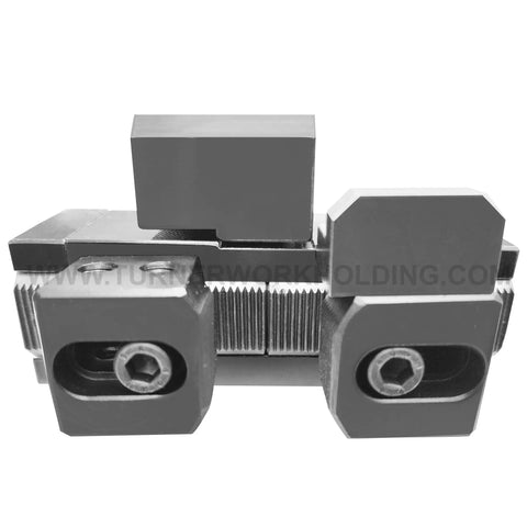 Jumbo Heavy Duty CNC Lathe Bar Puller with 25mm by 25mm square shank, 55mm to 118mm jaw range, steel build, front view