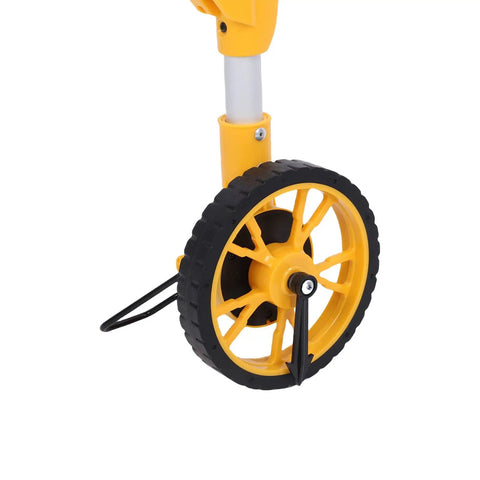 Tbest Digital Display Measuring Wheel 93cm Length close-up of yellow measuring wheel with black tire and measuring arm.