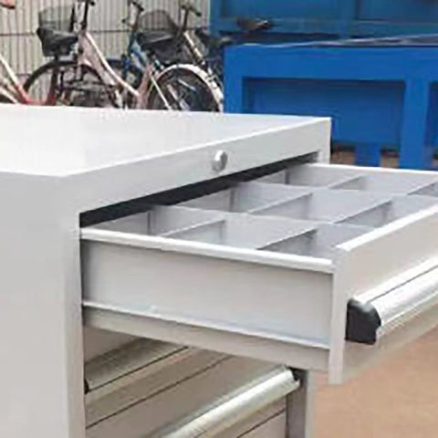 Heavy Duty Metal Tool Cabinet With Lockable Steel Chest, Large Capacity Garage Workshop Storage Cabinet For Tools, Rugged Construction, Durable Steel Tool Chest For Home Garage And Commercial Shop Organization, open drawer view
