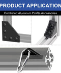 Heavy Duty 34 Pack 2020 Aluminum Extrusion Corner Brackets And Hardware Kit with L-shaped plates and sliding hook in use