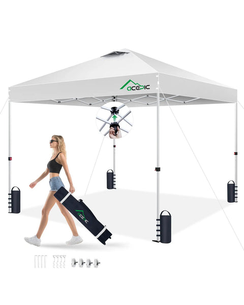 10x10 Pop Up Canopy Tent With One Push Instant Setup, Vented Top For Breeze And Shade, Upgraded 300D Silver Coated UV Sun Shield, Waterproof With UPF