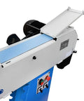 Built Tough 3HP Industrial Tube Profile Belt Grinder And Sander With 4 By 78 Inch Belt 220V 3 Phase Motor close-up view of belt and controls