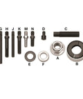 Pulley Puller And Installer Set For Alternator And Power Steering Belts Pro Grade Tool Kit with bolts and washers laid out