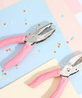 Pink Star Shaped Hole Puncher Five Millimeter With Rubber Grip Handle for crafting scrapbooking labels tickets DIY projects