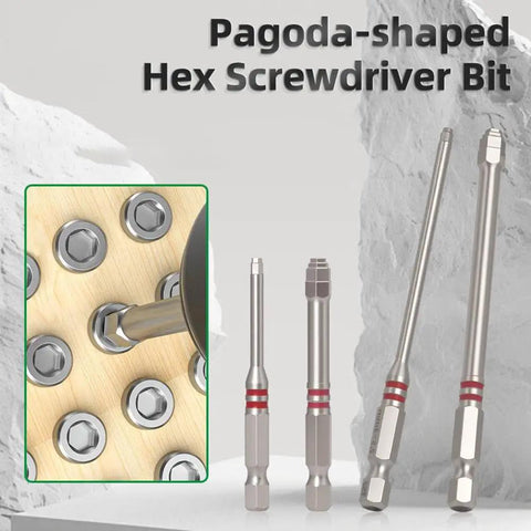 Must-Have Pagoda Hex Screwdriver Bits Set With S2 Steel Magnet Hold For Power Impact Driver Electric Drill High Torque Smooth Performance Fits Home Repairs And Pro DIY Jobs To Crush Any Project Fast Like A Boss. S2 steel hex bits, 65mm and 100mm, for socket screw driving