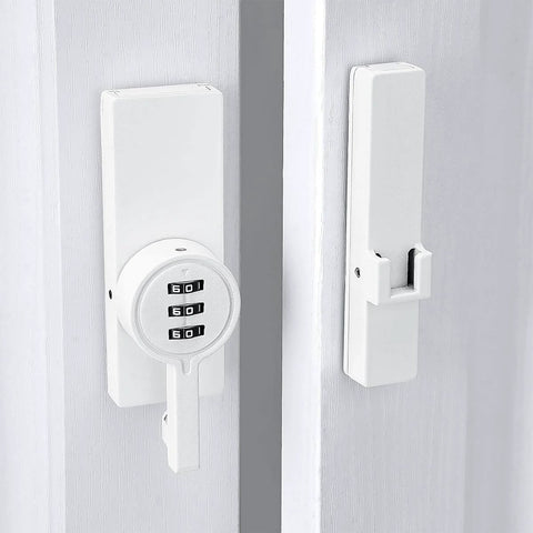 Keyless 3 Digit Mechanical Password Lock For Cabinets And Barn Doors 180 Degree Flip Latch With Combination Privacy Safe White Finish