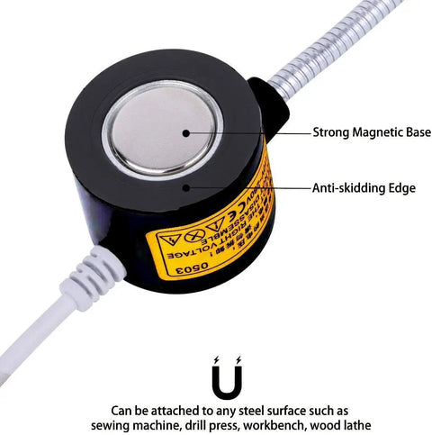 Magnetic LED Work Light 30LED 6W Gooseneck Lamp close-up of magnetic base and anti-skidding edge attachment feature
