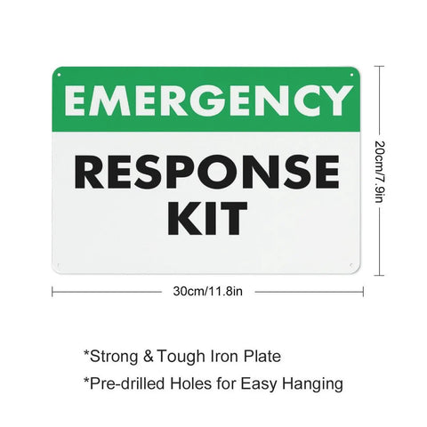 Emergency Response Kit First Aid Sign 8x12 Inches Rust Free Aluminum Weatherproof Wall Mount Safety Warning Sign
