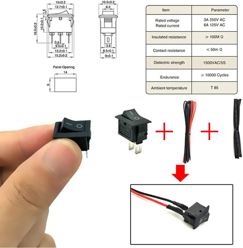 Diagram and components of switch with wiring for Six Direct Current Motors Included In A Six Set Motor Kit For Kids With 159 Pieces