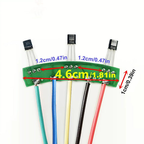 Hefty Duty Hall Effect Sensor Board For Electric Scooters And Trikes Wired 120 Degree PCBA Motor Replacement With Cable, close-up view of connections.