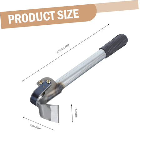 Woodworking Bark Scraper Debarking Tool Hand Spudger Squeegee Scythe Draw Knife For Bark Stripping And Cutting Mortise And Tenon Tools Silver Finish Pro Quality, showcasing tool dimensions with emphasis on sturdy handle and blade design.