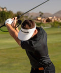 Golfer using Right Hand Golf Swing Training Aid That Improves Clubface Awareness, Swing Plane, And Impact For Consistent Distance
