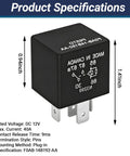 Heavy Duty 5 Pin Automotive Relay 12V 40A Plug In And Go Fuel Pump Starter Switch For Ford F150 Explorer Expedition Transit Runs Smooth Takes A Beating Every Day 2 Pack specifications with dimensions and voltage details.