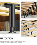 2 Pack Adjustable Bed Frame Support Legs with heavy duty metal bases and floor protection installed on bed slats