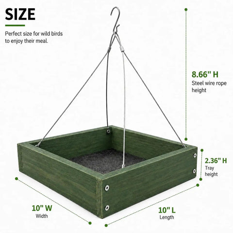 Platform Bird Feeder With Wooden Tray For Outdoor Gardens And Courtyards Hanging Bird Feeder Tray Durable Weather Resistant