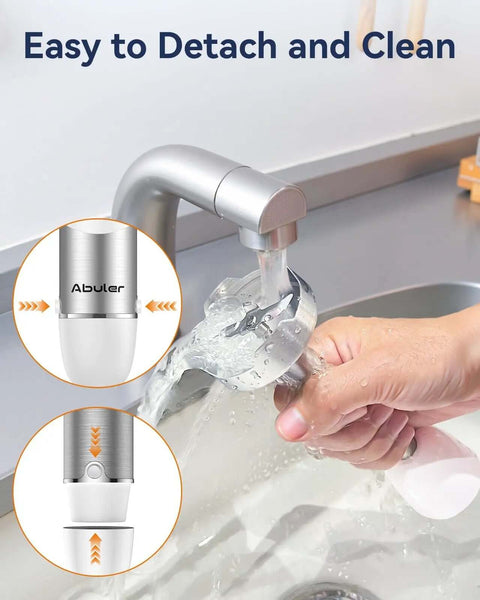 Heavy Duty 1000W Corded Stick Blender Built Tough With 12 Speed Settings And Turbo Boost displaying easy cleaning feature by water flow.