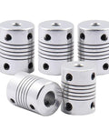 5mm To 8mm Flexible Couplings 5 Pack Aluminum Alloy Joint Connectors For NEMA 17 Stepper Motors displayed in a group