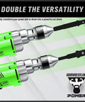 9-Piece Impact Socket Adapter Set For Impact Drivers attached to green power drill, showcasing double versatility.