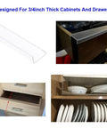 14 Pack Slick Crystal Clear Plastic Slip On Edge Guards 16.5 Inches Long Easy Push Fit For Up To 3/4 Inch Thick Kitchen Cabinets Drawers Table Tops And Furniture Legs Tough Armor with drawer close-up