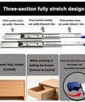 Heavy Duty Locking Drawer Slides 76mm Wide For File Cabinets And Tool Trucks, 3 Fold, 1 Pair, Sturdy Locking Mechanism That Keeps Drawers From Sliding Open In Transit. Three-section fully stretch design