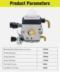 Carburetor Replacement Kit For FS45 FS38 FS55R FS55 FS46 HL45 FS45C FS46C FS55C FS55RC KM55 KM55R with measurements chart