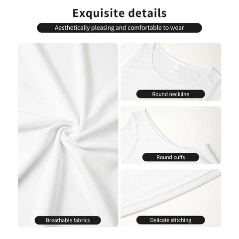 Detailed view of Sunglasses Print Tank Top for Women, Dry Fit Sleeveless Workout Tee, showing round neckline, cuffs, and breathable fabric.