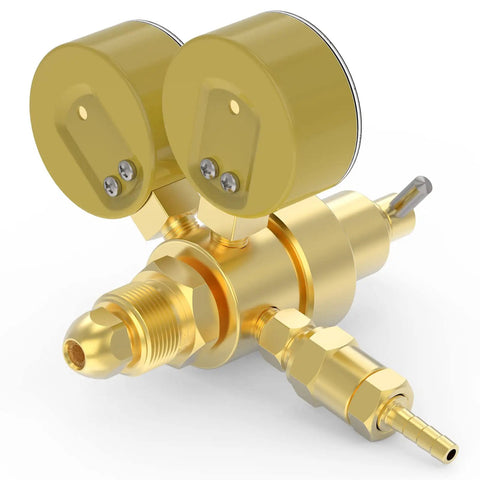 Argon CO2 Regulator For MIG TIG Welding With Dual Gauges Dope PSI Range Zero To Four Thousand CGA580 Inlet Eight Point Two Feet Hose