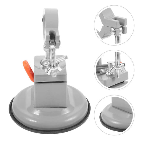 Close-up of Portable Table Vise Clamp With Rock Solid Grip And No Fuss Operation For DIY Crafts Small Metal Bench Vise base and clamp