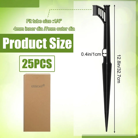 25 Pack Drip Irrigation Riser Stakes For 1/4 Inch Tubing Hose Holder Adjustable Ground Stakes For Micro Sprinklers and Garden