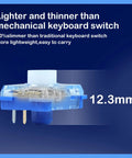 Unmute Dope Low Profile Mechanical Keyboard Switch Set For 3 Pin RGB SMD MX White Linear 35 Pack With 43gf Actuation 1.3mm Travel 2.8mm Total Travel Built For 50 Million Keystrokes Smooth And Responsive Typing. 12.3mm low-profile switch, clear blue body, 3-pin design