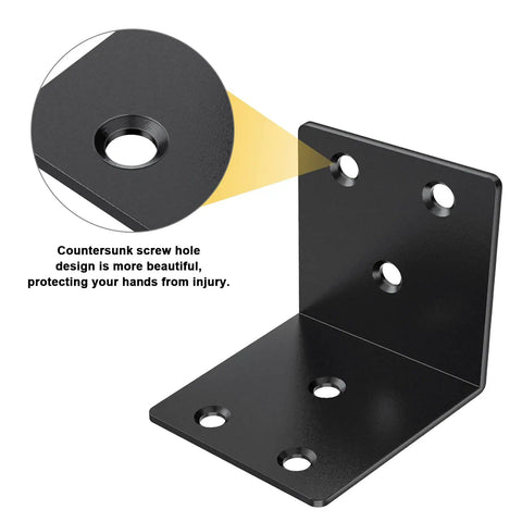 Heavy Duty 2 Inch L Brackets Corner Braces Set Of 20 For Wood Furniture And Cabinet Making Black Metal 90 Degree Right Angle Supports