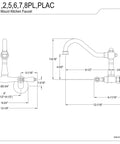 Diagram of Vintage 6 Inch Adjustable Center Wall Mount Kitchen Faucet In Oil Rubbed Bronze With 8.5 Inch Victorian Swivel Spout