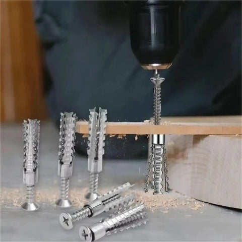 6 To 8mm Hollow Wall Expansion Tube Kit With Self Tapping Metal Screws For Drywall And Concrete Golden 8mm installation scene.