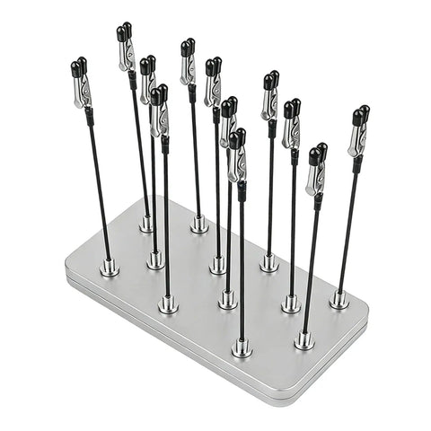 Must Have Magnetic Helping Hands 12 Pcs Bendable Alligator Clips arranged on a metal base for welding and soldering projects.