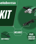 Kit with One-Half Inch Corded Drill With Nine Amp Motor Built To Last Variable Speed Trigger 0 To 850 RPM and accessories