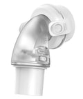 Replacement Swivel Elbow Connector For CPAP Hoses Fits F20 F30 Style Machines Quiet Vent Diffuser Keeps Sleep Peaceful Durable Elbow Adapter For Smooth Airflow No Fuss Install Replace Every 3 Months ItAll Supplies white plastic swivel elbow connector on CPAP hose