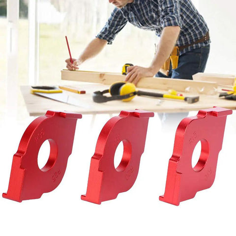 Heavy Duty Aluminum Router Template Jig And Precision Radius Corner Locator With Half Fillet Measuring Set Spanning R10 Through R35 Sizes For Dead On Sharp Edge Rounding Daily, featuring red radius templates.