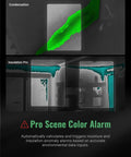 Thermal Imaging Camera With Live Pro Grade Super Resolution From 256x192 To 640x480 Real Time Boost IntellFault Intelligent Scene 3.2 Inch Screen 25Hz Refresh Wide Temperature Range From Minus Four To One Thousand Twenty Two Fahrenheit App Image Transfer showing color-coded moisture alarm detection.