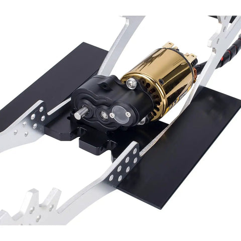 Low Center Of Gravity Metal Transmission Gearbox For One Tenth RC Crawlers Sealed R2 Gearbox With Steel Gears Sand Proof And Dust Proof Crawler Transmission For Capra Axle DIY Chassis Black installed in frame