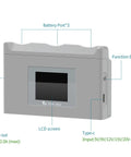 Three Channel Battery Charging Hub For Neo Drone Batteries With LCD Display, showing ports and function button