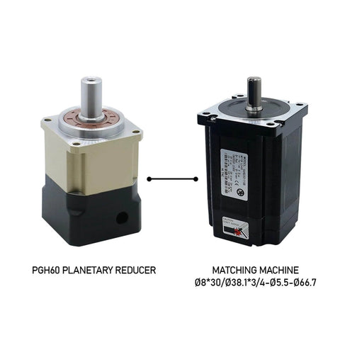 Front view of 6 Arcmin Helical Planetary Gearbox Reducer for 8mm Stepper Motor and 14mm 60ST Motors with matching machine